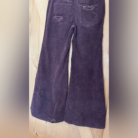 Free People Distressed Super Flare Curdoroy Pants Purple Size 28 - Picture 8 of 12
